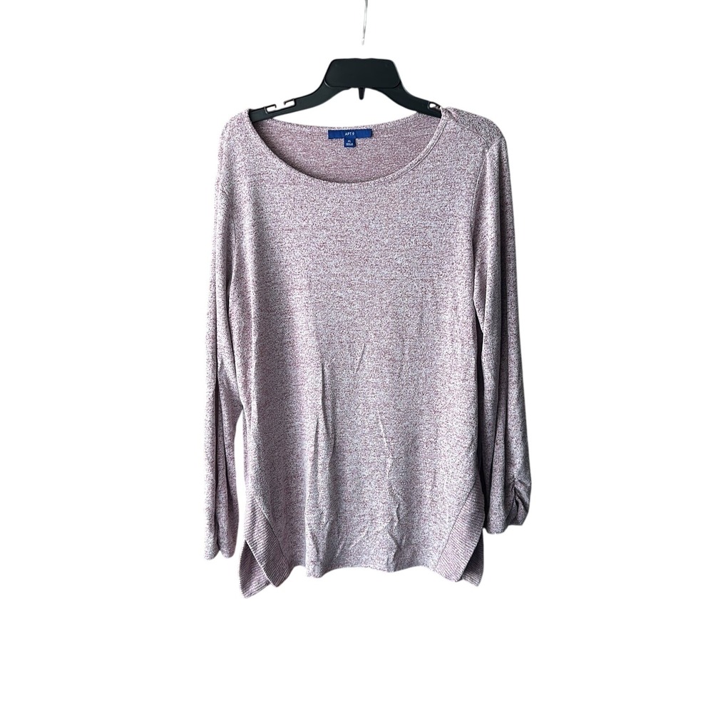 Apt 9 Womens XL‎ Pink/Mauve Long Sleeve Top Tunic Twist Cuff Casual